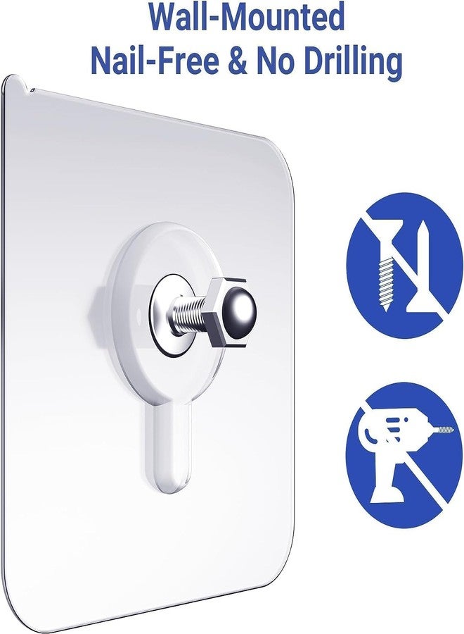 Fuelbyte Wall Hooks for Photo Frames - Adhesive Wall Hooks Heavy Duty, No Drill Hooks for Hanging Strong 5KG - Stick On Hooks for Wall Hangers for Room, Stainless Steel, Transparent (Screw Hook, 30) - Image 3